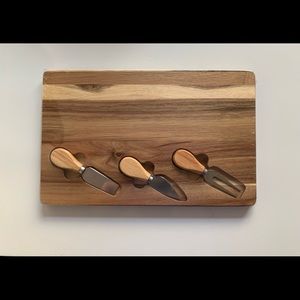 Wood Cheese Board Set with Magnetic Cheese Knives and Utensil